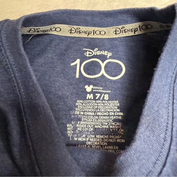Disney Blue Mickey Mouse 100th Anniversary Tee kids size medium 7/8 - Picture 3 of 5